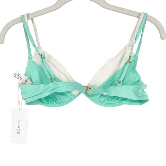 L*Space Fused Zendaya Bikini Top Bright Teal Cream Size Medium NEW - Picture 7 of 7